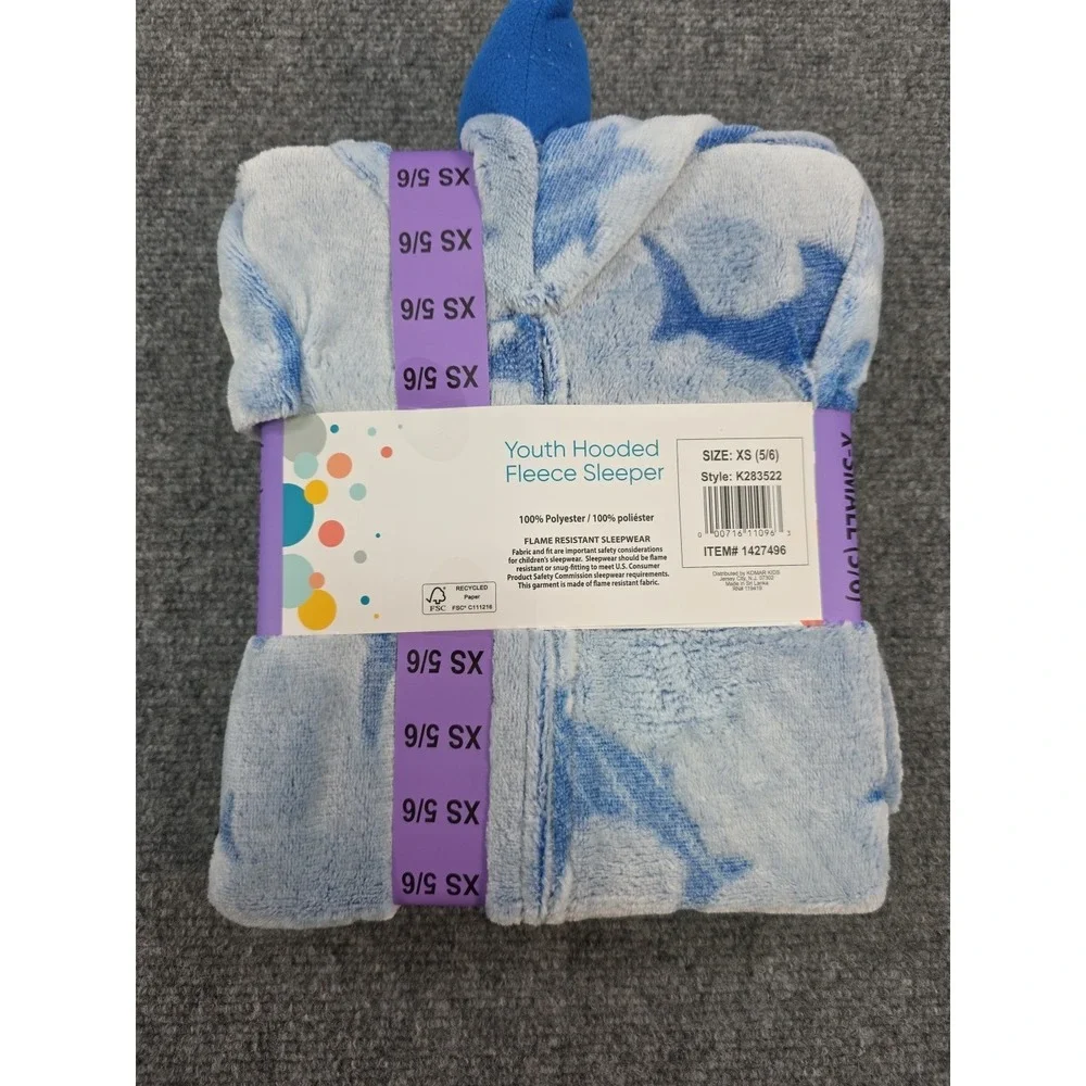 Saint Eve Youth Kids Blanket Hooded Sleeper Pajama‎ Blue Plush Shark